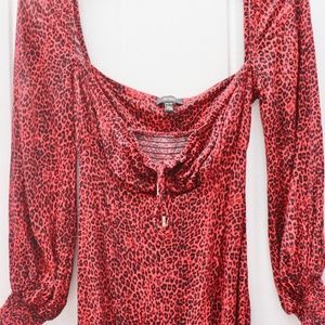 AFRM Lina Corset Midi Dress Red Leopard Print XS